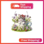 Mogtaa Cat Diamond Art Hanging Pendant Kits, 5D Special Shape F. Fixed Price $11.54.