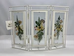 Pressed Flower Art Holder Metal Glass Panels Tri-fold Holds 3 Candles. Fixed Price $12.99.