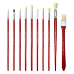 XDT#989 Artist Paint Brush 10 Piece Set Nylon & Hog Hair Long Handle. Fixed Price $12.99.