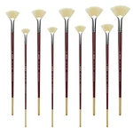 XDT#646 Fan Art Brush 9PC #0#2#4#6#8#10#12#14#16 Hog Acrylic Oil Watercolor. Fixed Price $10.40.
