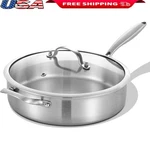 Tri-ply Stainless Steel Saute Pan W/ Lid Induction Oven Safe Detachable Handle. Fixed Price $43.64.