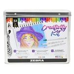 Zebra Creativity Kit Marker Set 32CT W/ Box Organizer Brush Pens. Fixed Price $19.99.