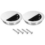 2PCS Recessed Door Handles 2.75" Dia Round Hidden Concealed Pulls Silver. Fixed Price $14.21.