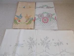 Vintage Lot Of 6 Unfinished Embroidered Pillowcases (3 Pair) Tri Chem Vogart +++. Fixed Price $24.00.