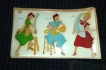 Nos Vtg 50S Duro Decals #1007 Ladies Doing Housework Kitchen 12X7" Kitschy Cute!. Fixed Price $23.00.