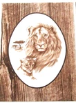 Lion With Cub Picture To Paint Tri Chem 8277 Wild Animal 12X9 1/2 Barnwood. Fixed Price $12.50.
