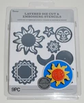 New Darice Silver Celestial-themed Layered Die Cut & Embossing Stencils 9PC Set. Fixed Price $9.00.