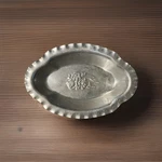 Vintage Nasco Hammered Aluminum Tray W/ Embossed Flowers & Scalloped Edge. Fixed Price $9.95.
