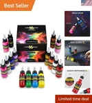 Artistic 16-COLOR Acrylic Airbrush Paint Set Ready To Spray & Neon Options. Fixed Price $39.09.