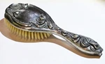 Silver Plated Hair Brush 1901 Victor Co Art Noveau Repousse Florals. Fixed Price $32.99.
