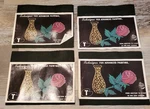 Vtg. Artex (tri-chem) Stamped Embroidery Or Paint Pictures Lot (4) Rose & Vase. Fixed Price $18.50.