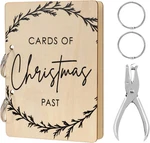 Christmas Greeting Card Holder, Wooden Keepsake Album, Holiday Organizer, F. Fixed Price $18.94.