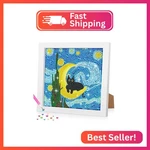 Bowetile 5D Diamond Art Kits For Adults Beginners With Frame, Starry Night Cat. Fixed Price $11.46.