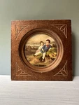 August Von Pettenkofen Children At The Stream Fishing Art Carved Frame Print. Fixed Price $125.00.