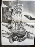 Tri-chem Ready To Paint Picture Vtg Fabric Snow Leopard Ii 7249 Xl. Fixed Price $14.95.