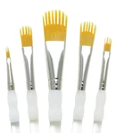 RAQUA-201 Royal Aqualon Wisp Filbert Artist & Craft Gold Taklon Paint Brush Set. Fixed Price $32.99.