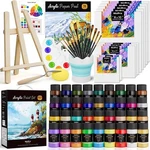 Supplies Kit With PAINTS(36ML), Table Wood EASEL,10 Canvas PANELS,12. Fixed Price $55.48.