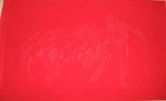 Vtg Tri-chem Artex Liquid Paint Embroidery Matador Bull Fighter #2004 43"X25". Fixed Price $25.00.