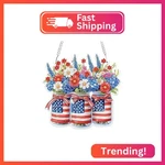Mogtaa Independence Day Flowers Diamond Art Hanging Pendant Kits, Patriotic. Fixed Price $18.31.