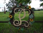 Wooden Letters, Monogram Vine (p) Letter, Unfinished Wall Large. Fixed Price $18.70.
