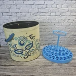 Vintage Tri Chem Tin Paint Caddy Blue Flower Holds 50 Tubes Read Description. Fixed Price $30.00.