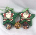 5 Vintage Star & Ball Shaped Christmas Ornaments Paper Mache Decoupage Santa. Fixed Price $6.00.