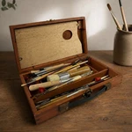Vintage Artist Wood Paint Box Studio Decor W/ Grumbacher Brushes Usa & Mix Set. Fixed Price $98.00.