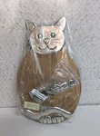 New Cat Design Pewter And Wood Cutting Board With Spreader Basic Spirit 10.5". Fixed Price $28.49.