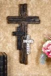 Ebros Rustic 3 Tone Faux Walnut Birch Driftwood Color Wall Cross 16" Tall. Fixed Price $36.99.