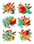 Vintage Image Retro Kitchen Utensils Bakeware Cooking Waterslide Decals KI309. Fixed Price $13.99.