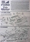 Vintage Instruction Sheet Only Mpc For Tri-motor Airplane. Fixed Price $15.00.