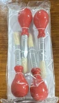 Set Of 3 Round Artists' Brushes With Red Short Handles. Fixed Price $12.25.