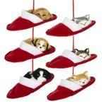 Plush Cat Dog In Slipper Ornament. Fixed Price $16.95.