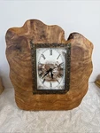 Vintage Artistic Mantel Handmade Burl Knot Wood With Electric Clock Inset Tested. Fixed Price $39.94.