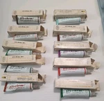 Tri-chem Liquid Embroidery 10 Color Tubes Paint, Toters, 6 Caps, 8 Tips Vntg. Fixed Price $24.00.