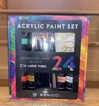 Benicci Acrylic Paint Set - 24 Colors And 12 Brushes. Fixed Price $19.99.
