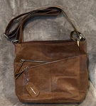 Great American Leatherworks Brown Shoulder Bag, Zipper Accent, Adjustable Strap. Fixed Price $15.79.