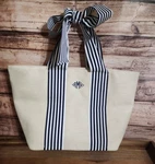 Mark And Graham Ribbon Bow Bag Amk Monogram Navy White Stripes New! Large Size. Fixed Price $39.00.