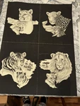 Lot Of 4 Tri Chem Pictures-wild Animal 12X9 Lions And Tigers With Cubs 8665 1982. Fixed Price $12.00.