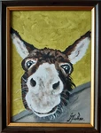 Smile Donkey Original Oil Painting Framed 5 X 7 Portrait Wall Art. Fixed Price $44.00.