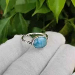 Larimar Gemstone 925 Sterling Silver Handmade Band Women's Ring AK1003. Fixed Price $19.79.