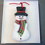 Rare Snowman Shaped Ceramic Ornament Hand Painted Artist Signed 4.5" Gift Box. Fixed Price $25.00.