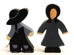 Hand Painted Wooden Figurines, Amish Boy Girl, Abstract Cutouts, AMSH-22. Fixed Price $9.95.