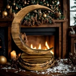 Handmade Wooden Crescent Moon Ornament Hanger: Christmas Decor, Display. Fixed Price $22.50.