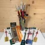 Artist Paint Lot Of 60 Brushes, Loew, Princeton, Plaid, Lefranc, Etc.. Fixed Price $30.00.