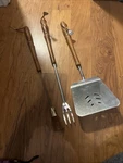 Vtg Duncan Hines Bbq Grill Set-xl Spatula, Brush, Fork, Stainless/wooden Handles. Fixed Price $30.60.