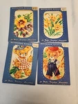 4 Vintage Meyercord Decal Teddy Bear Couple Gardeners #870 & 882 Flowers. Fixed Price $24.95.