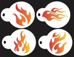 Fire Flames 10 Mil 4 Pc Stencil Red Hot Race Fast Tattoo Art Face Painting Boy. Fixed Price $13.95.