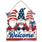 Patriotic Gnome Welcome Sign, 4TH Of July Wooden Door Hanger, Hianjoo Red. Fixed Price $14.46.
