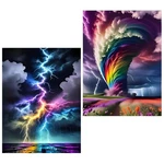 2 Pack Lightning Aurora Diamond Painting Kit Full Drill Wall Art Decoration. Fixed Price $18.99.